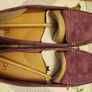Purple suede moccasins